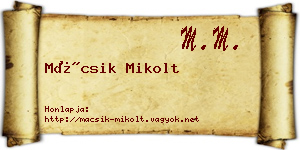 Mácsik Mikolt névjegykártya