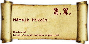 Mácsik Mikolt névjegykártya